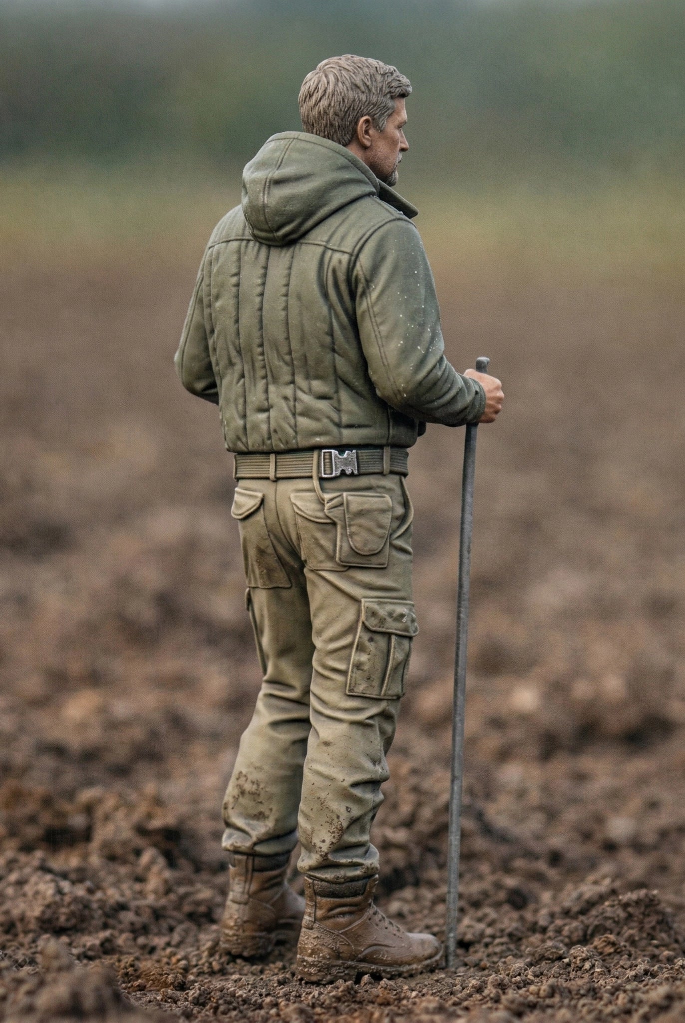 Field Agronomist | Grey Resin Farm Diorama Figurine