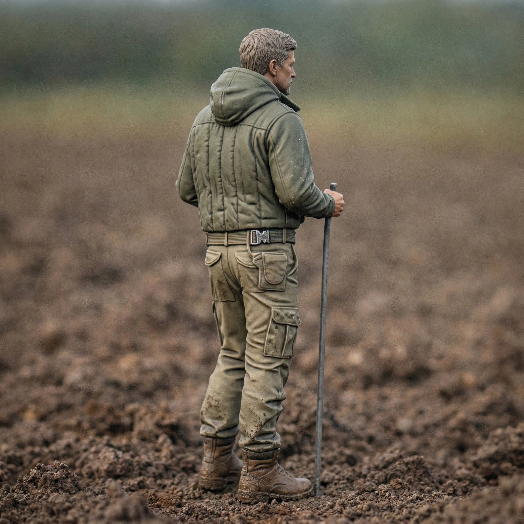 Field Agronomist | Grey Resin Farm Diorama Figurine