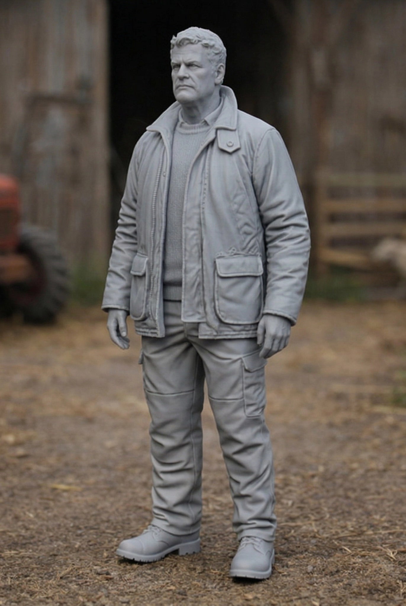 Countryside Foreman | Grey Resin Farm Diorama Figurine