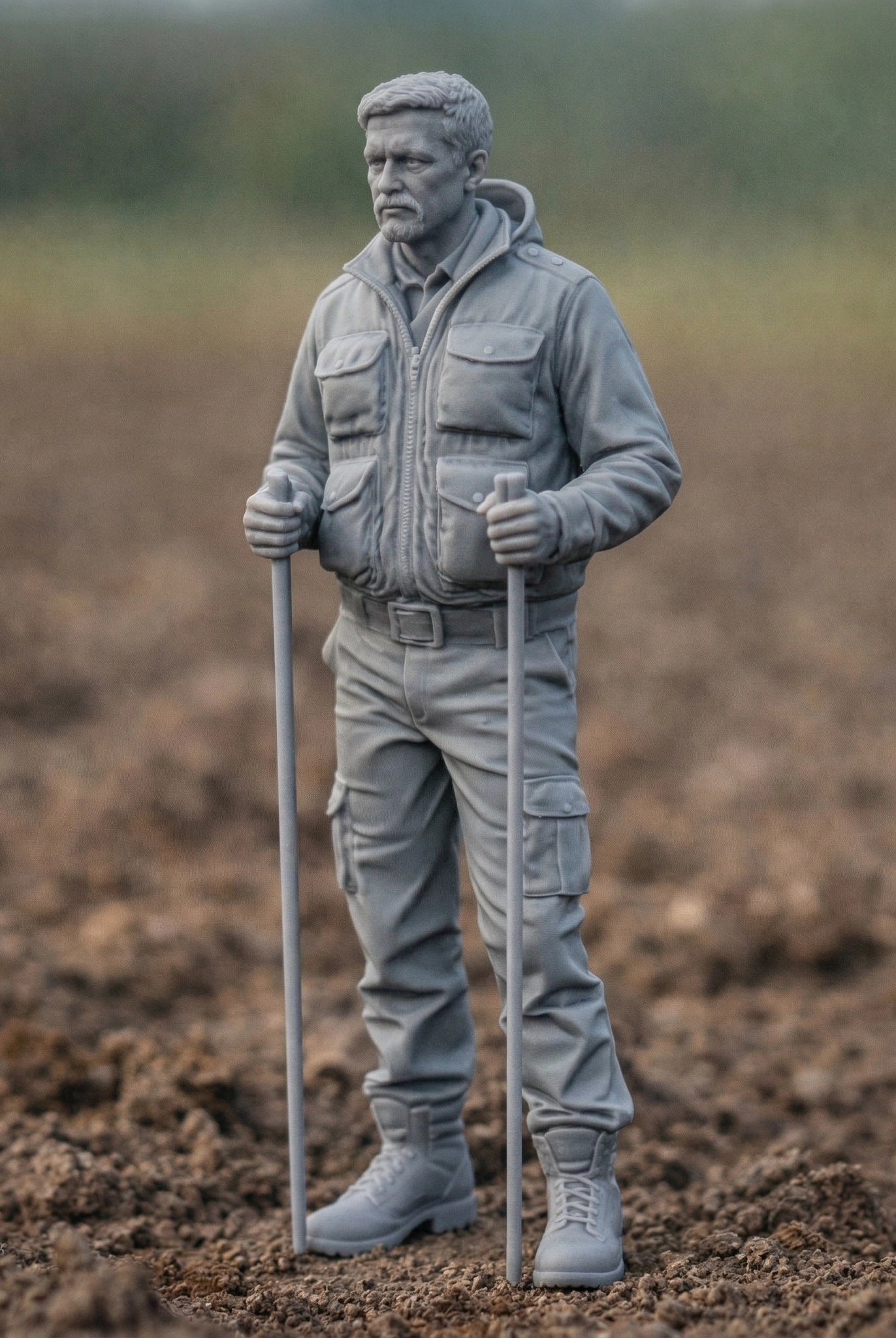 Field Agronomist | Grey Resin Farm Diorama Figurine