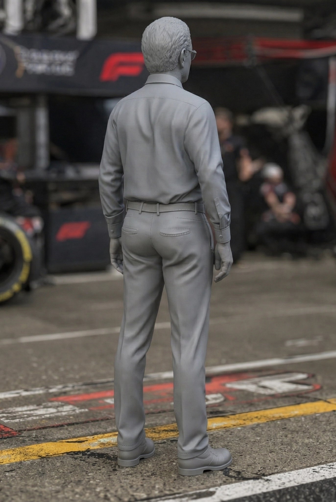 Race Team Owner | Grey Resin Slot Car Diorama Figurine