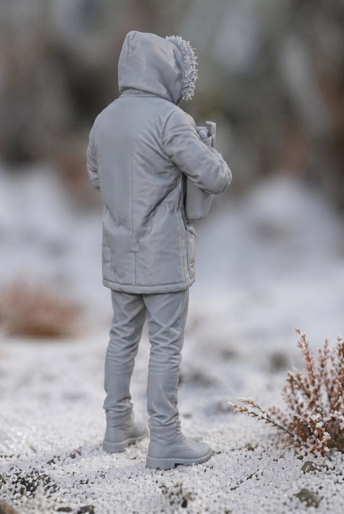The Winter Provider | Grey Resin Winter Diorama Figurine