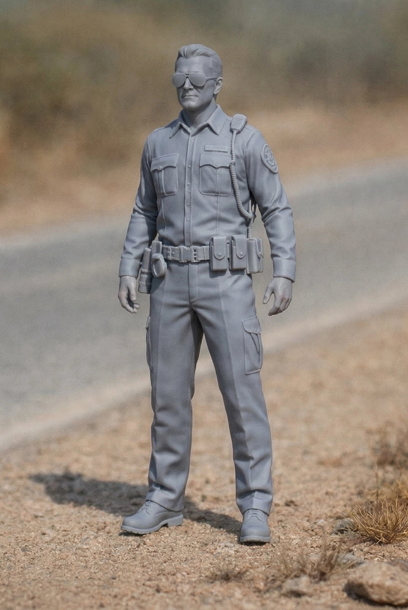 Highway Patrol Police Officer | Grey Resin General Diorama Figurine