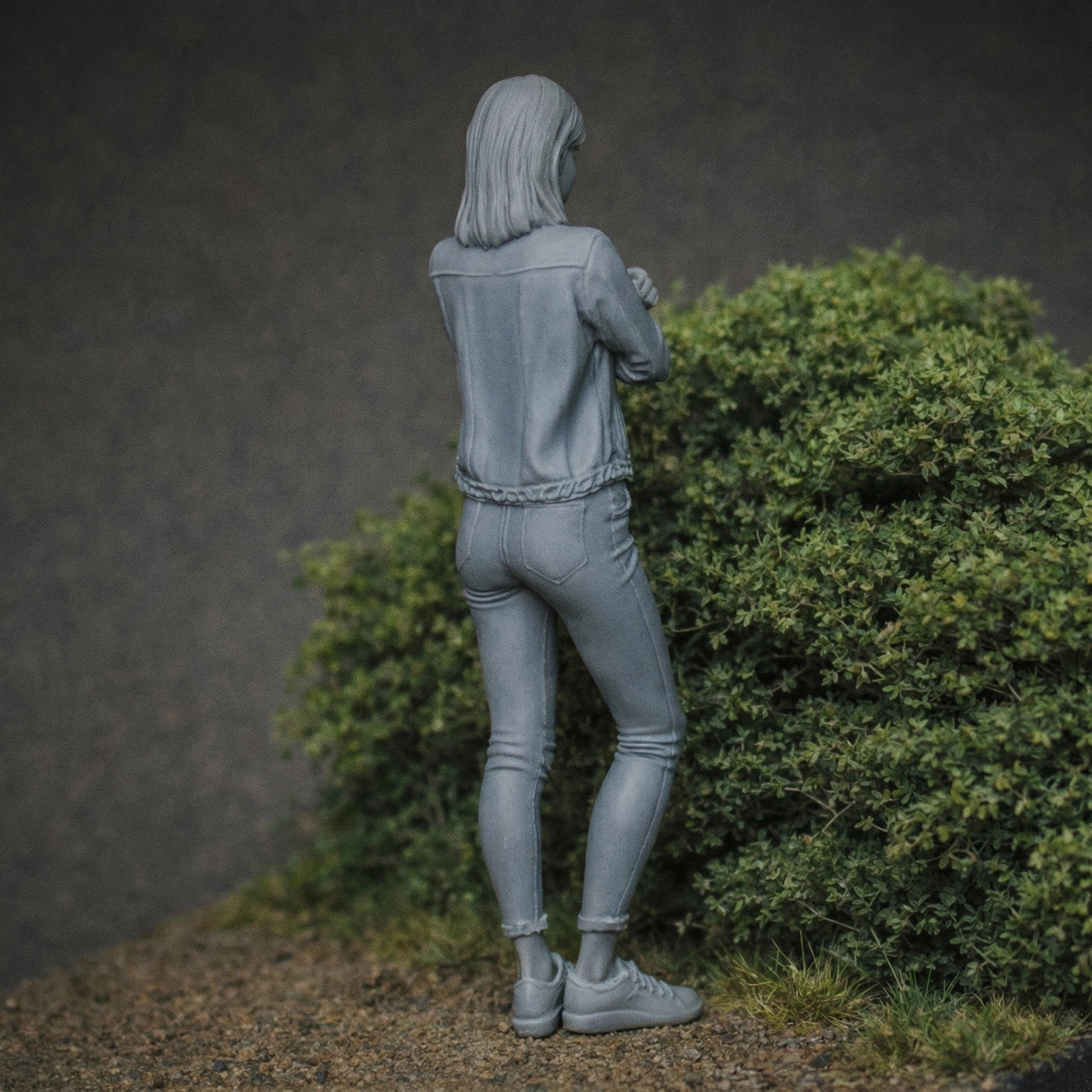 Casual Spectating Race Fan | Grey Resin Slot Car Diorama Figurine