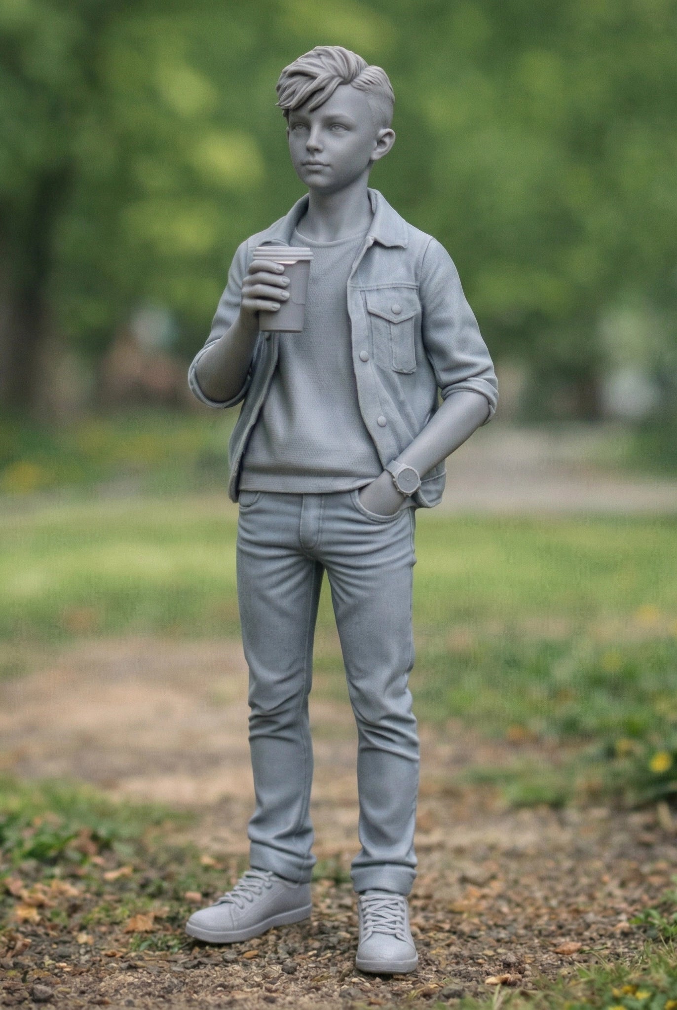Casual Boy In Park | Resin Figurine