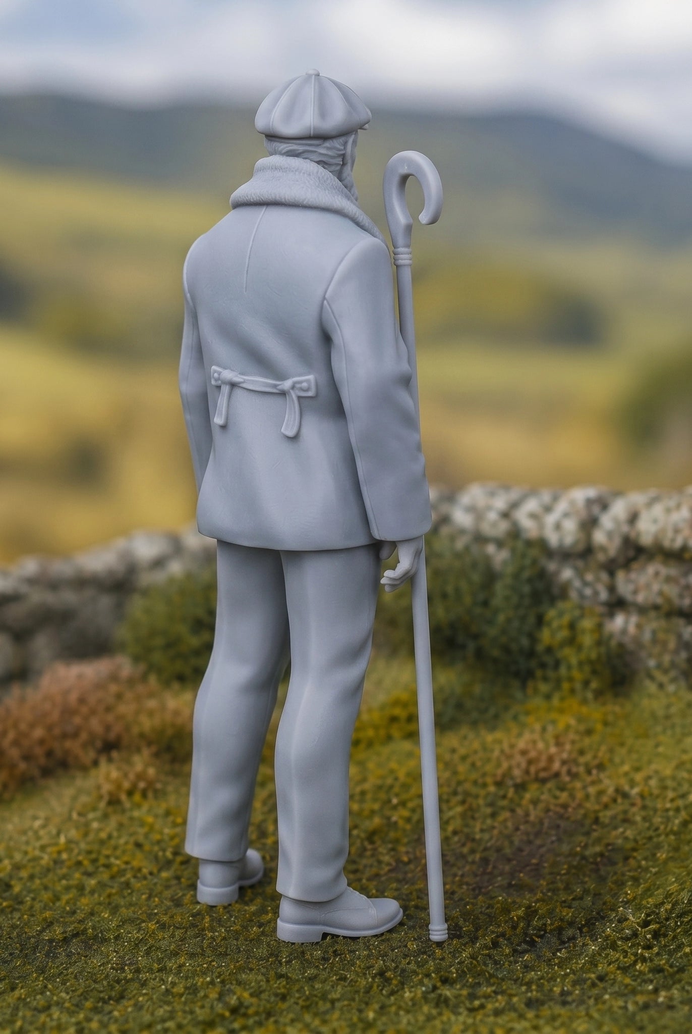 The Highland Shepherd | Grey Resin Farm Diorama Figurine