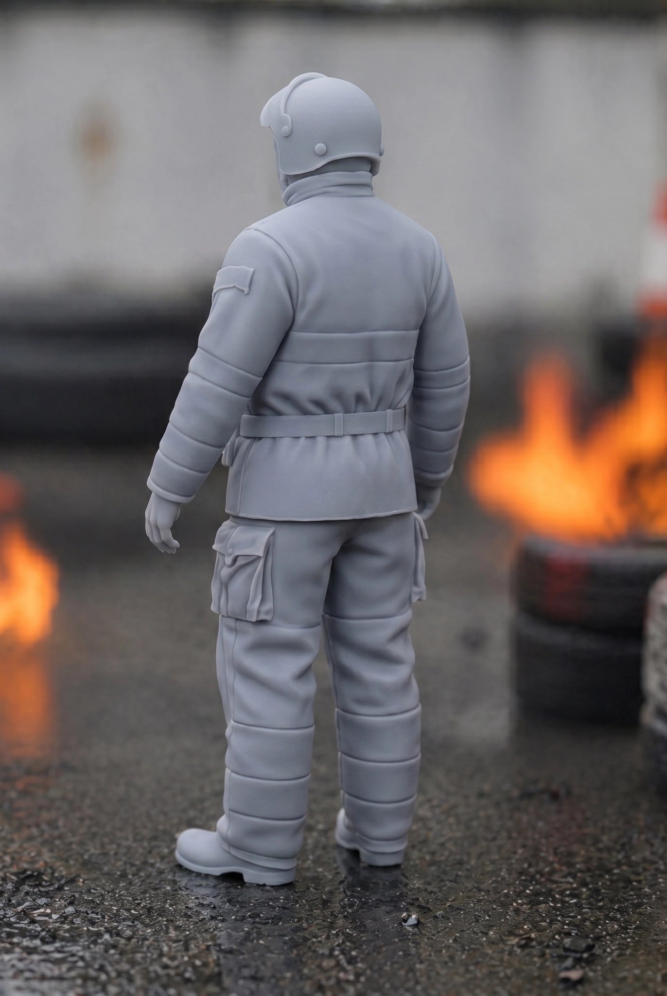 The Circuit Fire Marshal | Grey Resin Slot Car Diorama Figurine