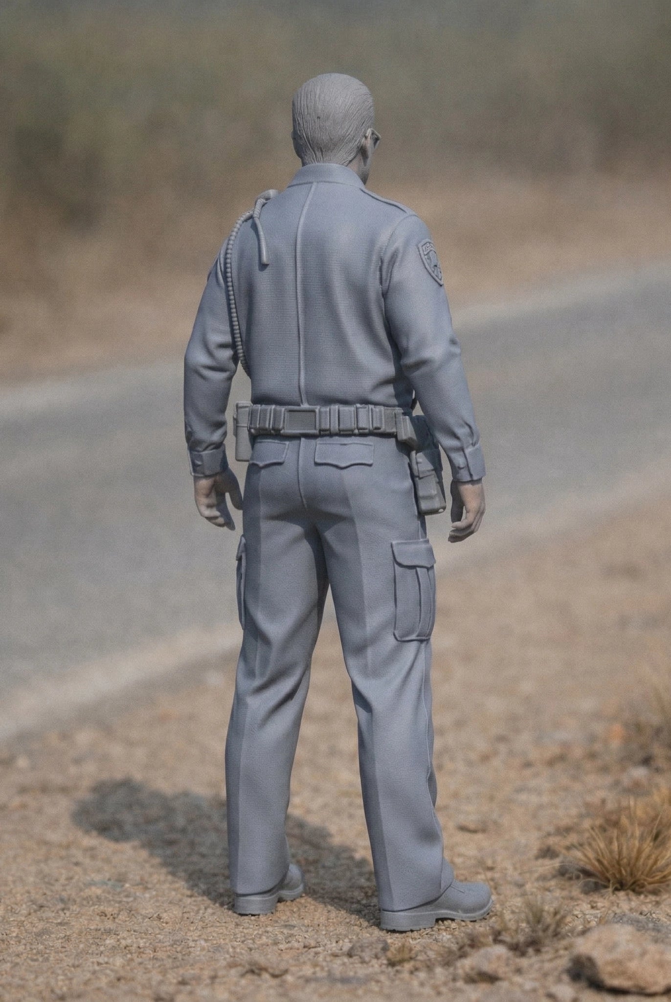 Highway Patrol Police Officer | Grey Resin General Diorama Figurine
