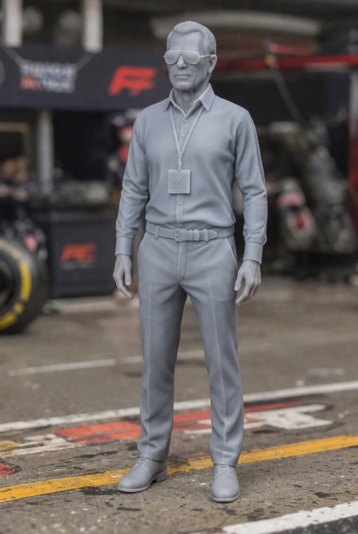 Race Team Owner | Grey Resin Slot Car Diorama Figurine
