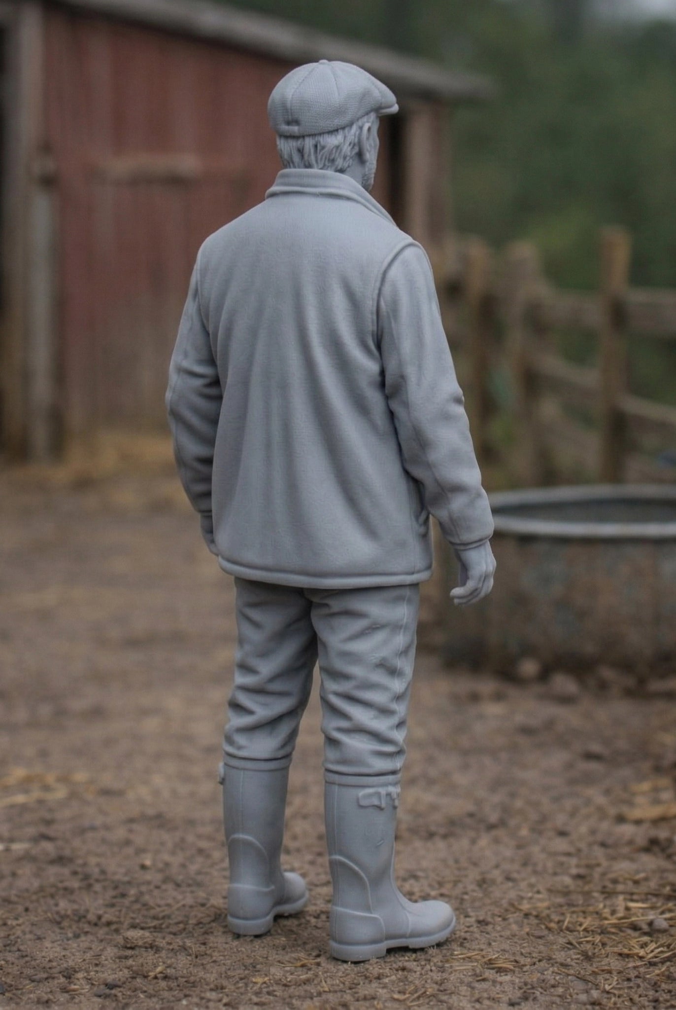 Veteran Farm Proprietor | Grey Resin Farm Diorama Figurine