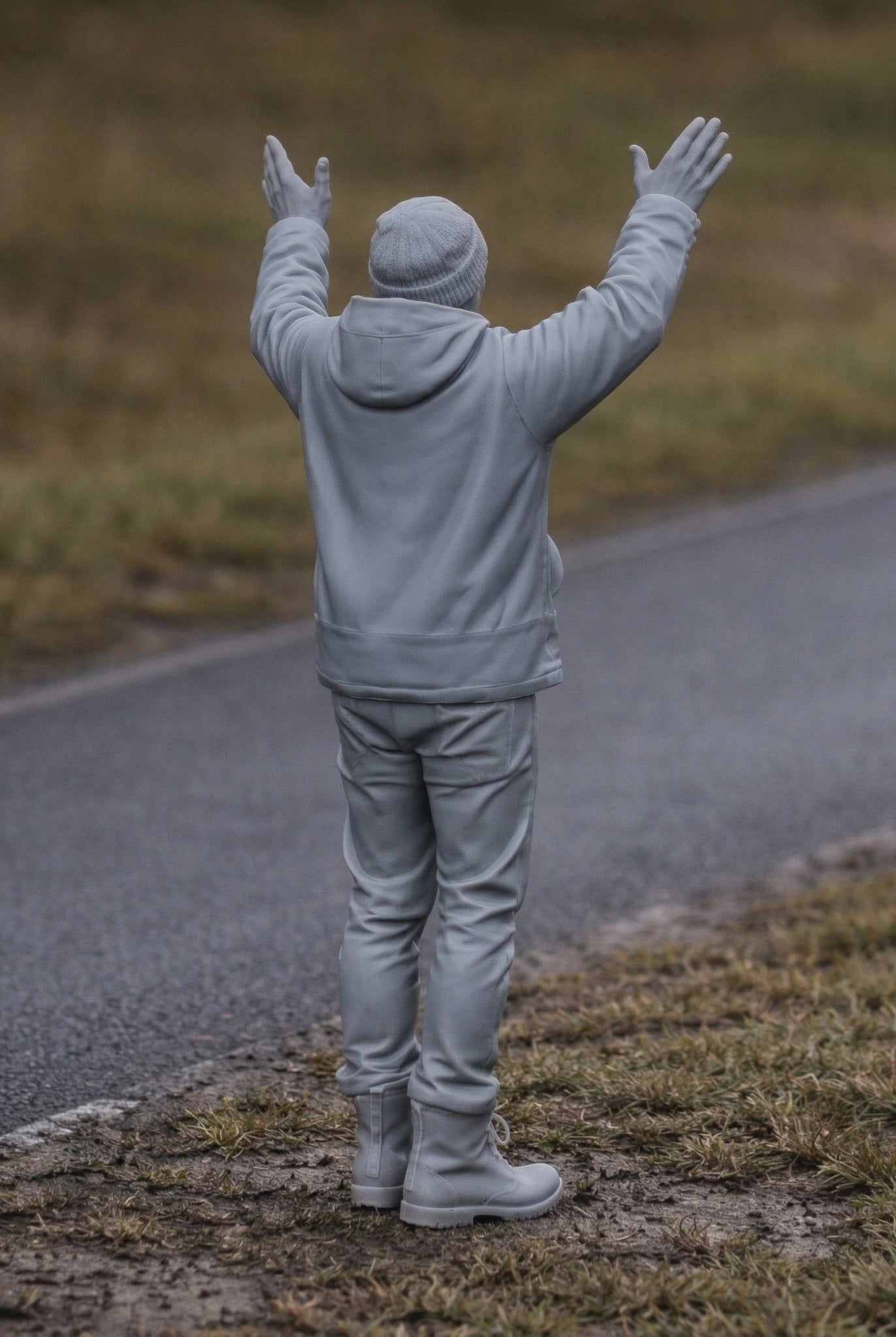 Die-Hard Rally Fan | Grey Resin Diorama Figurine