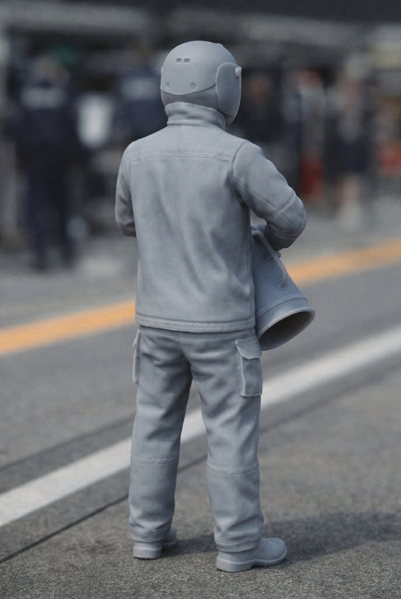 Pit Crew Refueller | Grey Resin Slot Car Diorama Figurine