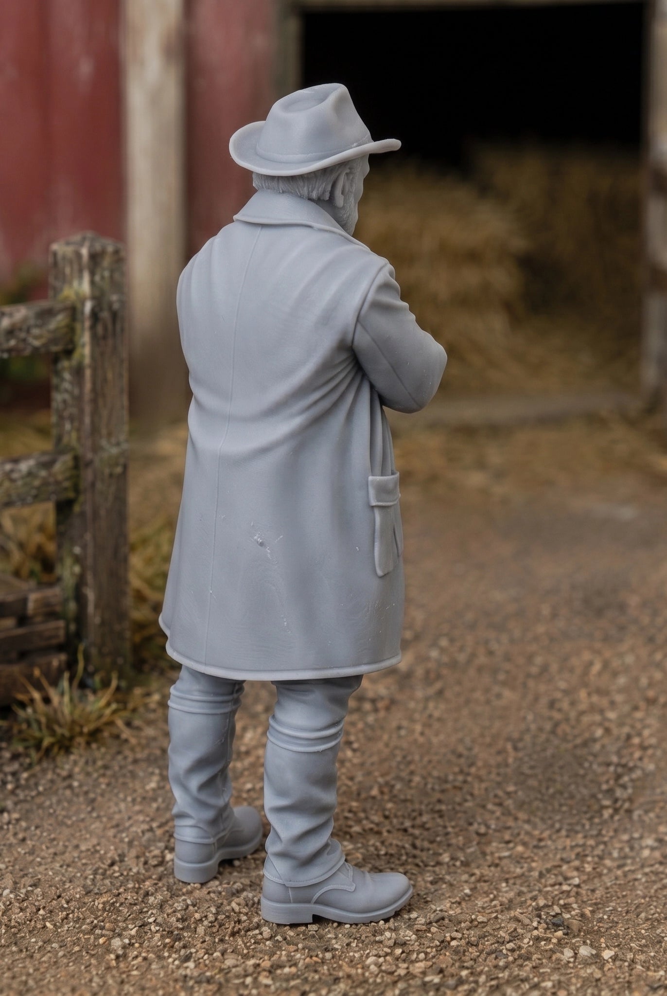The Grit & Grace Farmer | Grey Resin Farm Diorama Figurine