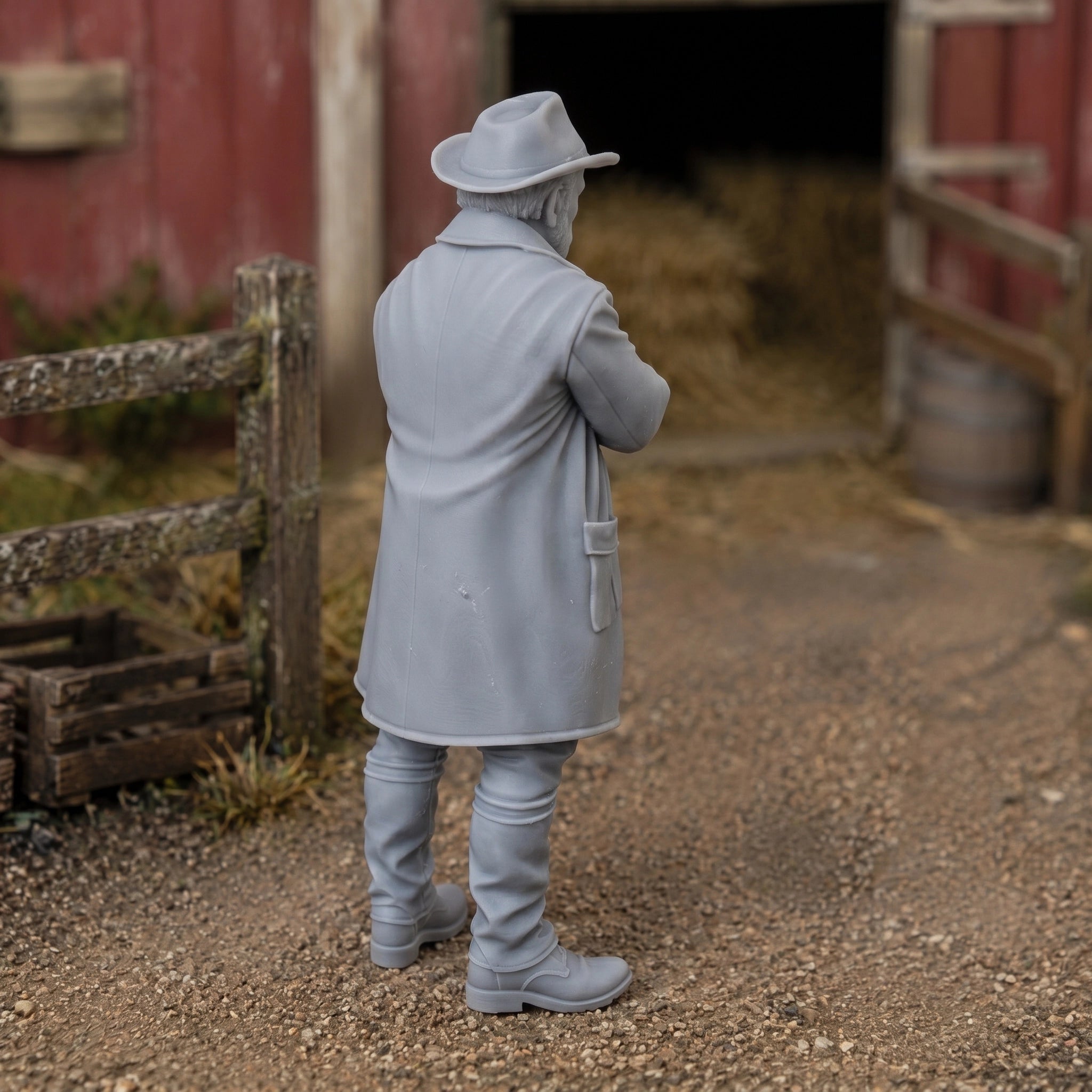 The Grit & Grace Farmer | Grey Resin Farm Diorama Figurine