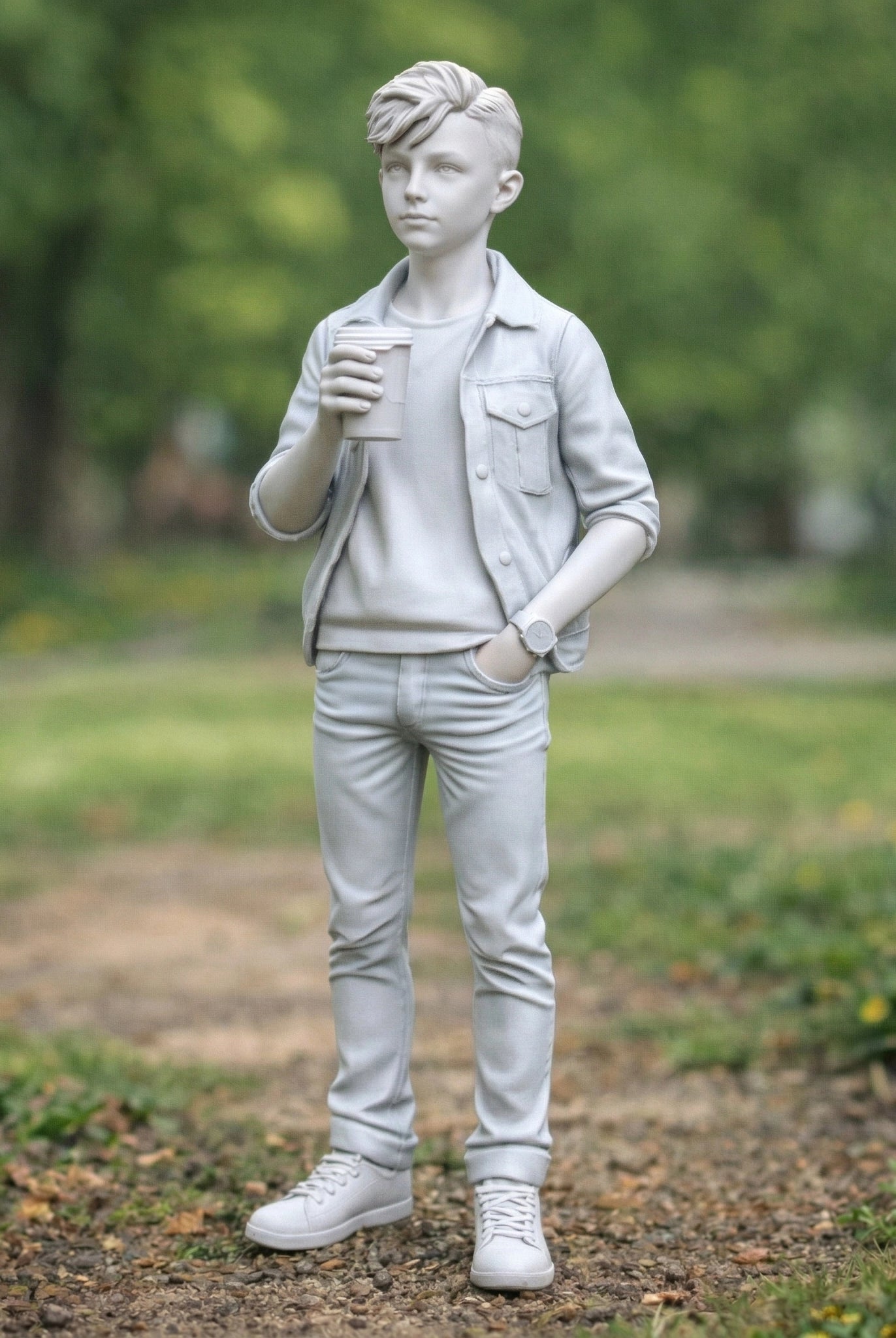 Casual Boy In Park | Resin Figurine