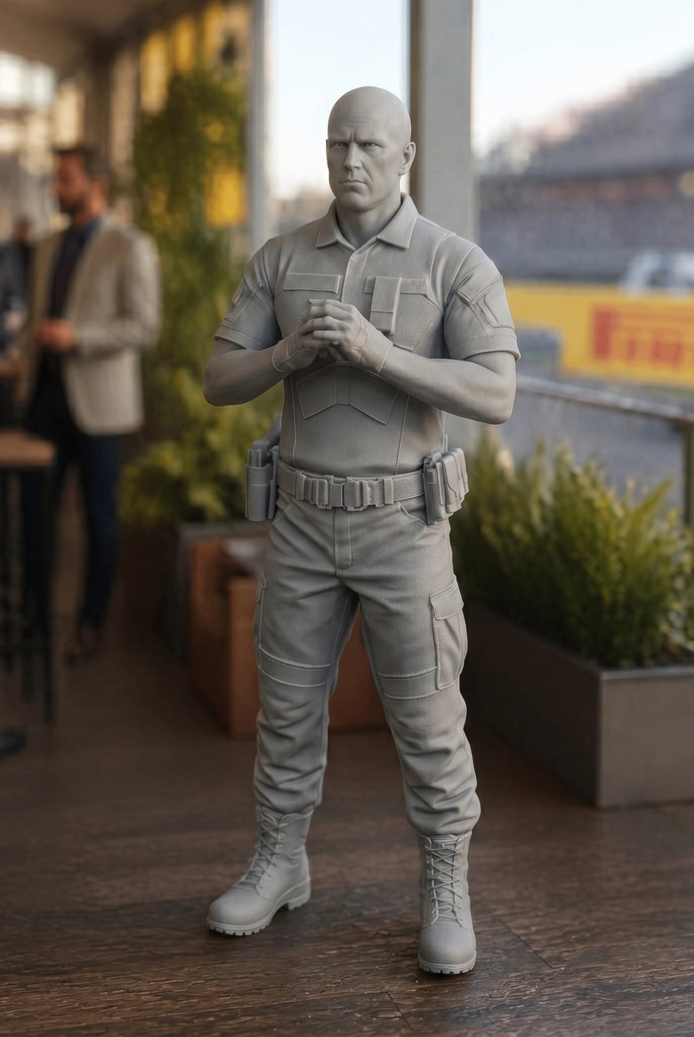 Paddock Security Detail | Grey Resin Slot Car Diorama Figurine
