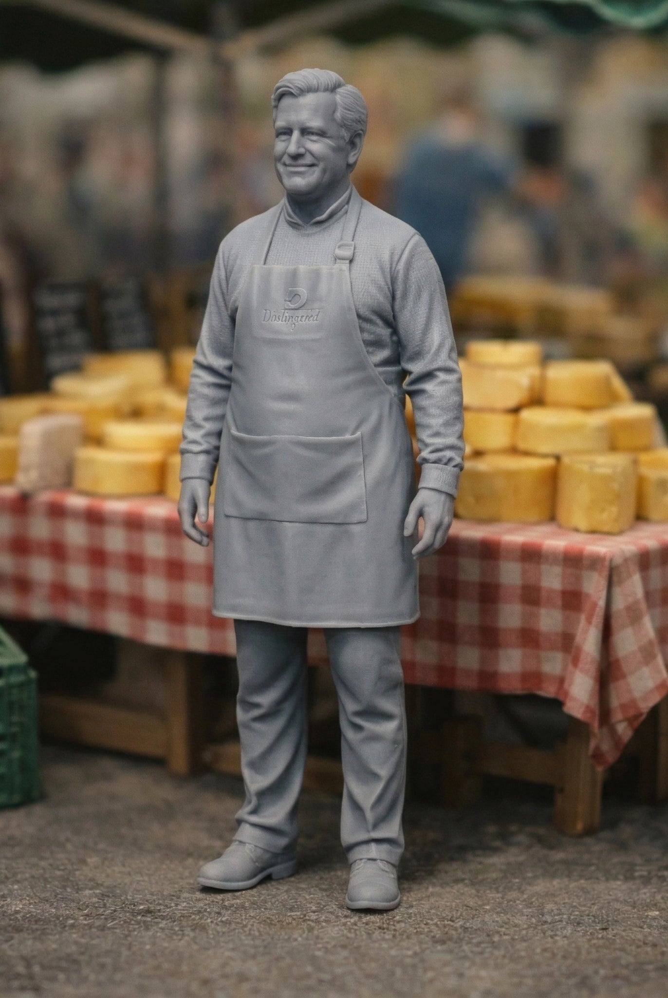 Artisanal Farmers Market Cheese Seller | Grey Resin Farm Diorama Figurine