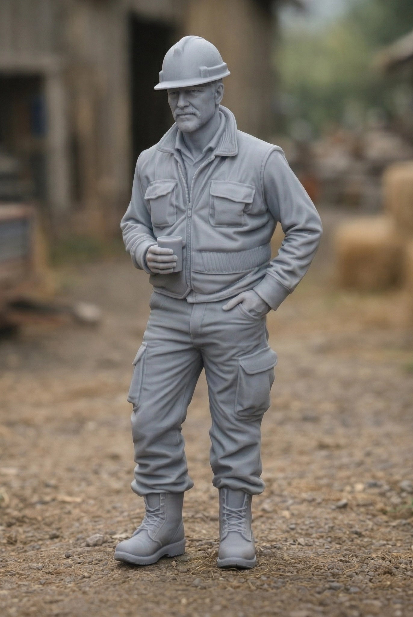 Farm Infrastructure Builder | Grey Resin Farm Diorama Figurine