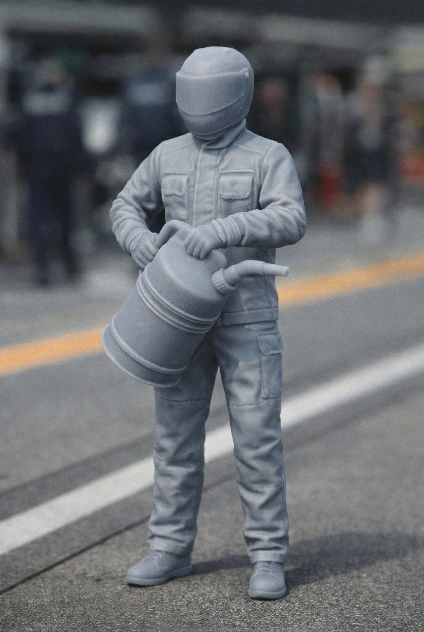 Pit Crew Refueller | Grey Resin Slot Car Diorama Figurine