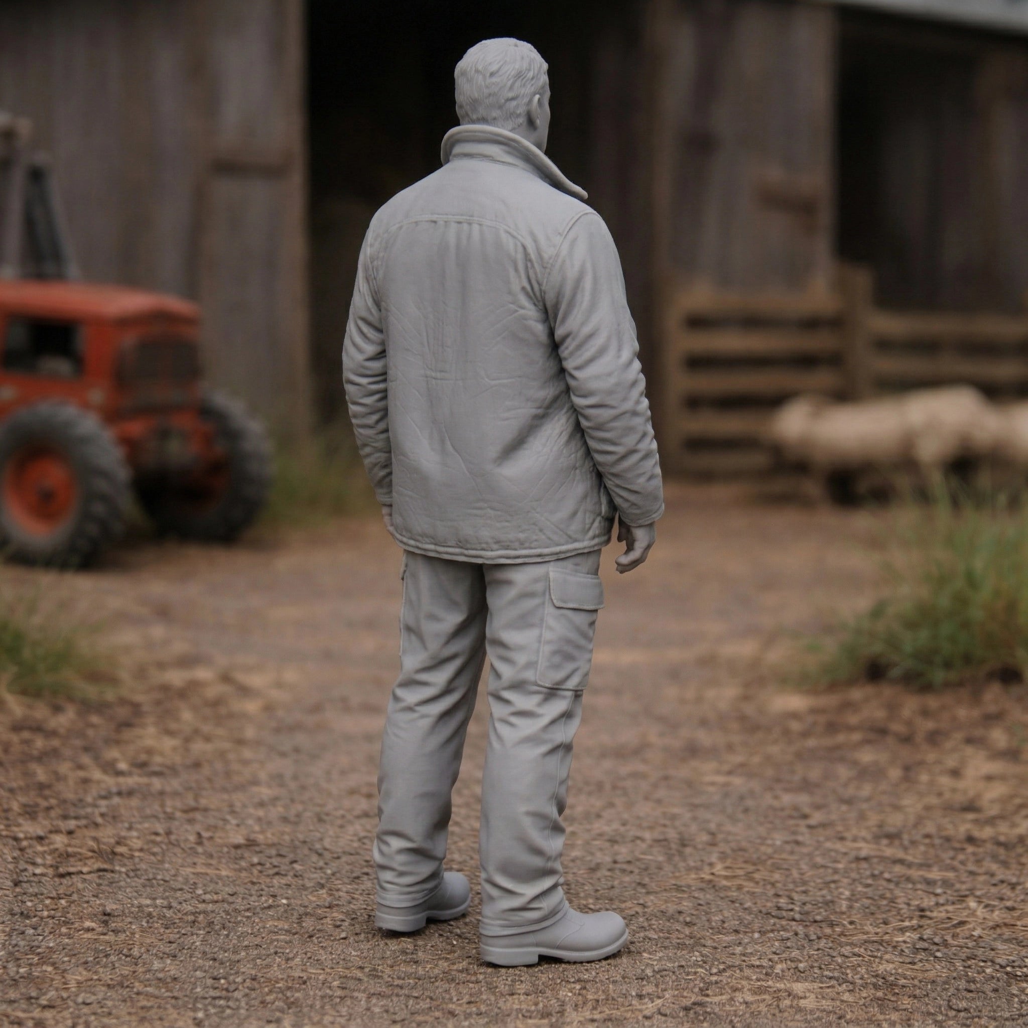 Countryside Foreman | Grey Resin Farm Diorama Figurine