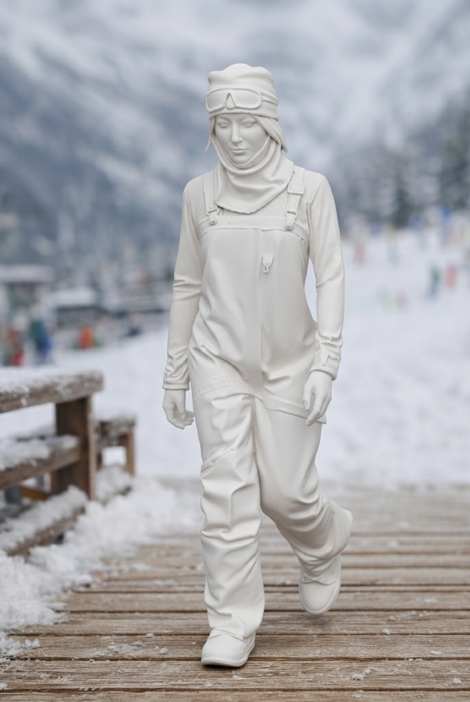 Pro Alpine Specialist in Heavy-Duty Salopettes | Resin Figurine