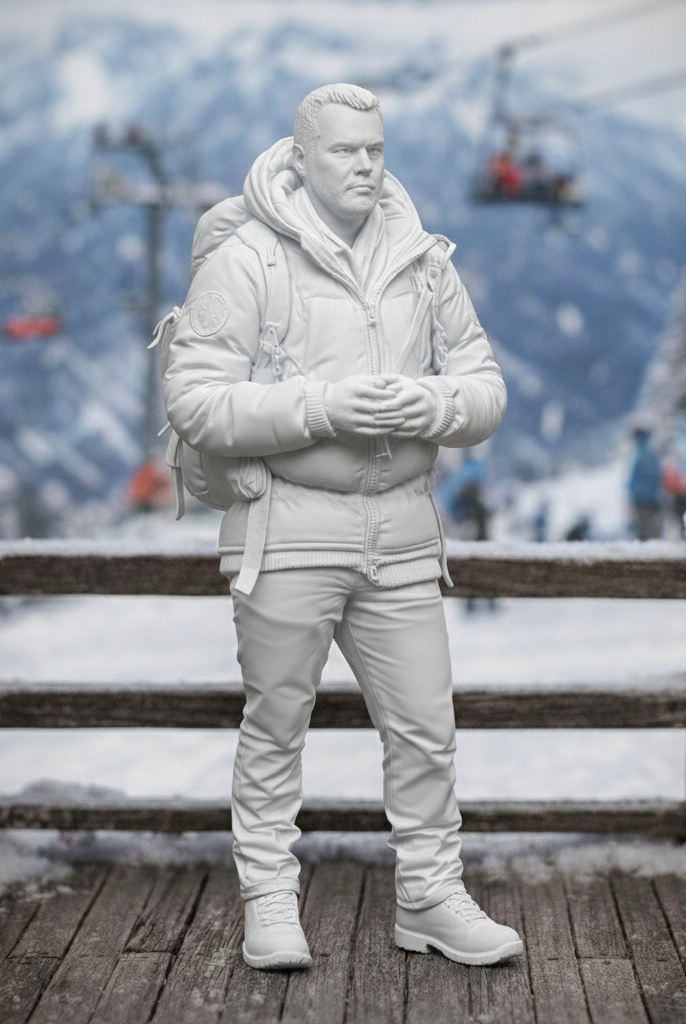 Rugged Mountain Ranger in Heavy Down Parka | Resin Figurine