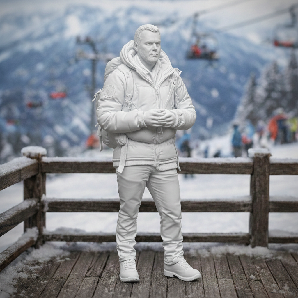 Rugged Mountain Ranger in Heavy Down Parka | Resin Figurine