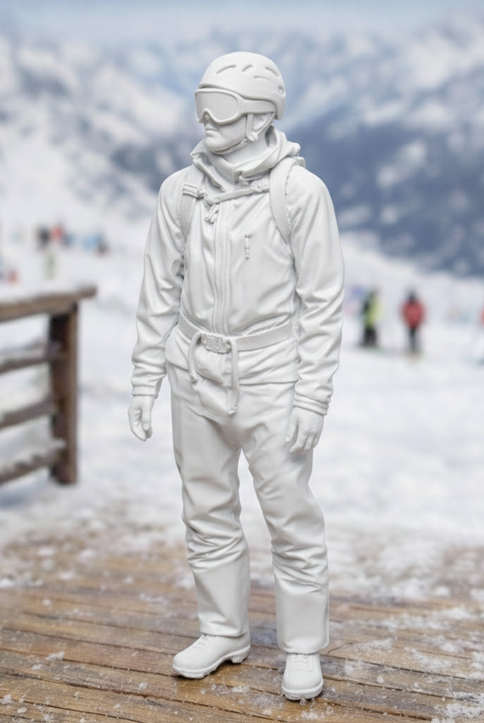 Modern Peak Skier in Technical Softshell Suit | Resin Figurine