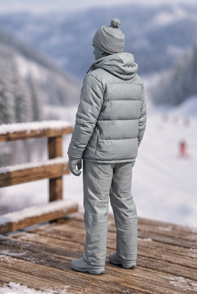 Mountain Explorer in Insulated Down Jacket | Resin Figurine