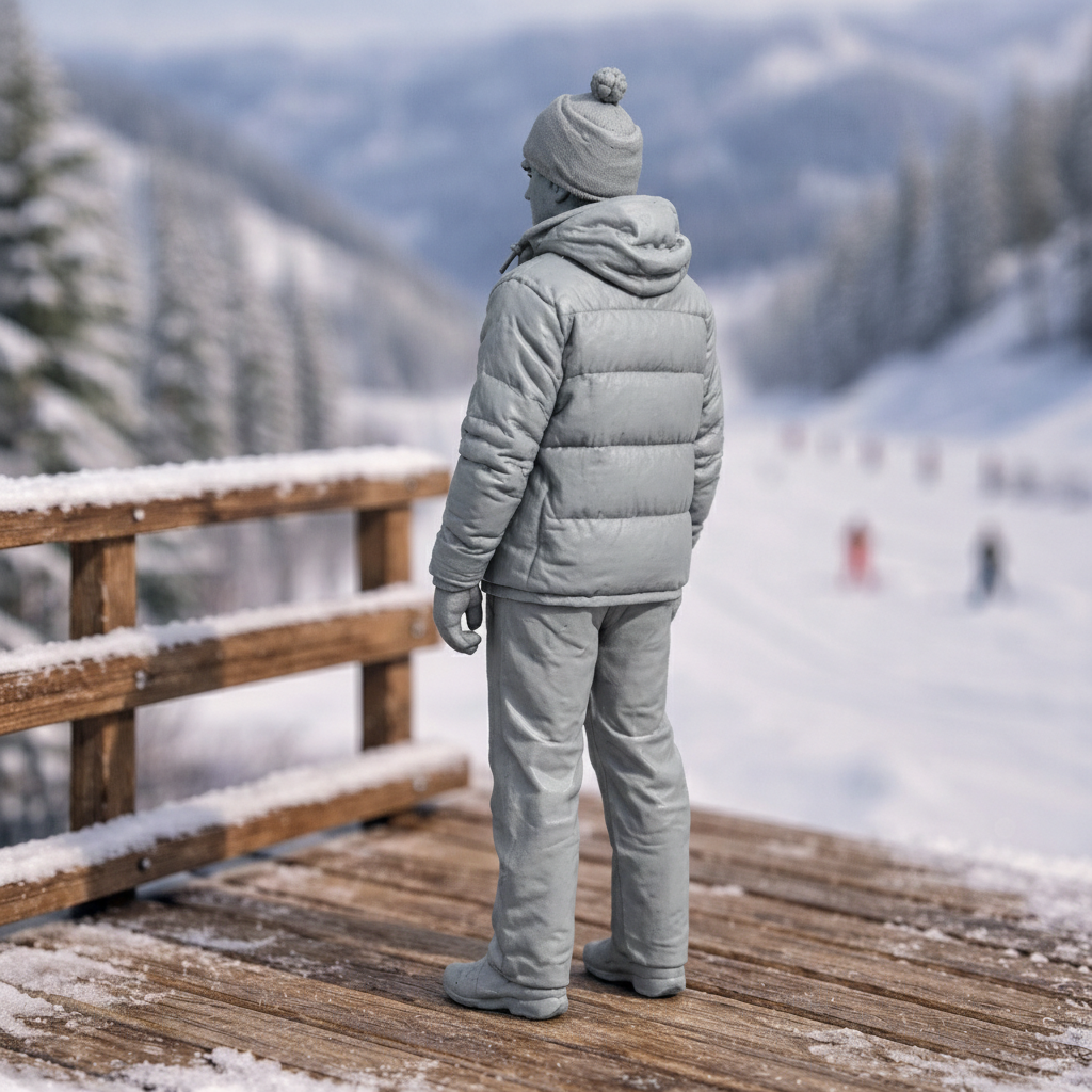 Mountain Explorer in Insulated Down Jacket | Resin Figurine