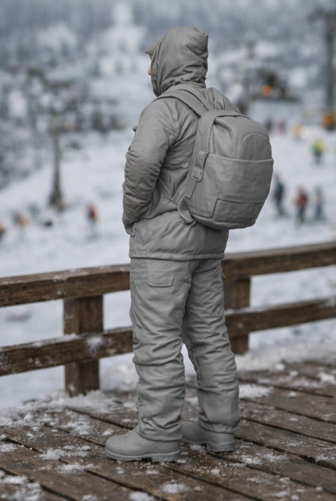 Professional Backcountry Guide in Hooded Expedition Shell | Resin Figurine