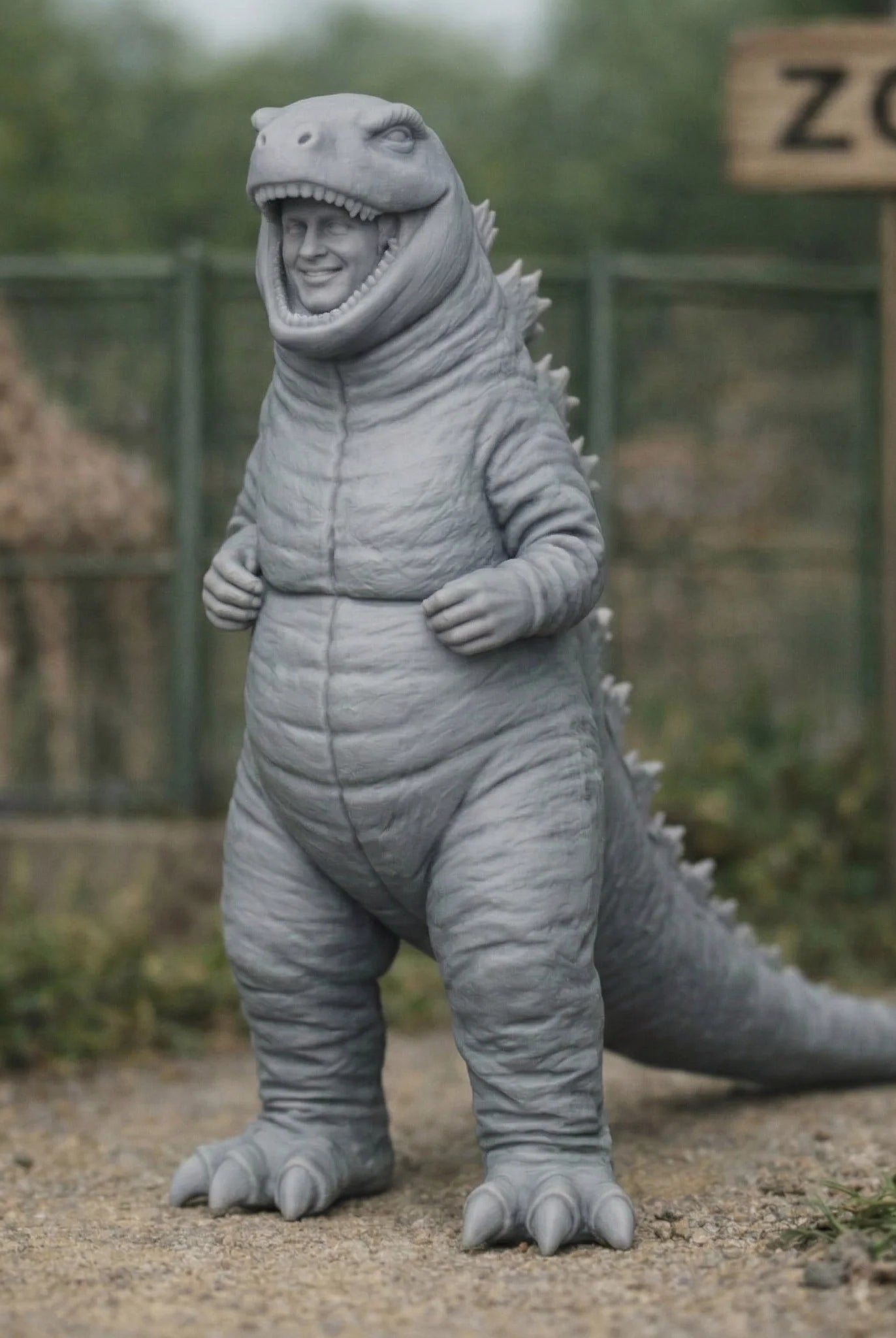 Fancy Dress Reveller in Dinosaur Costume | Resin Figurine