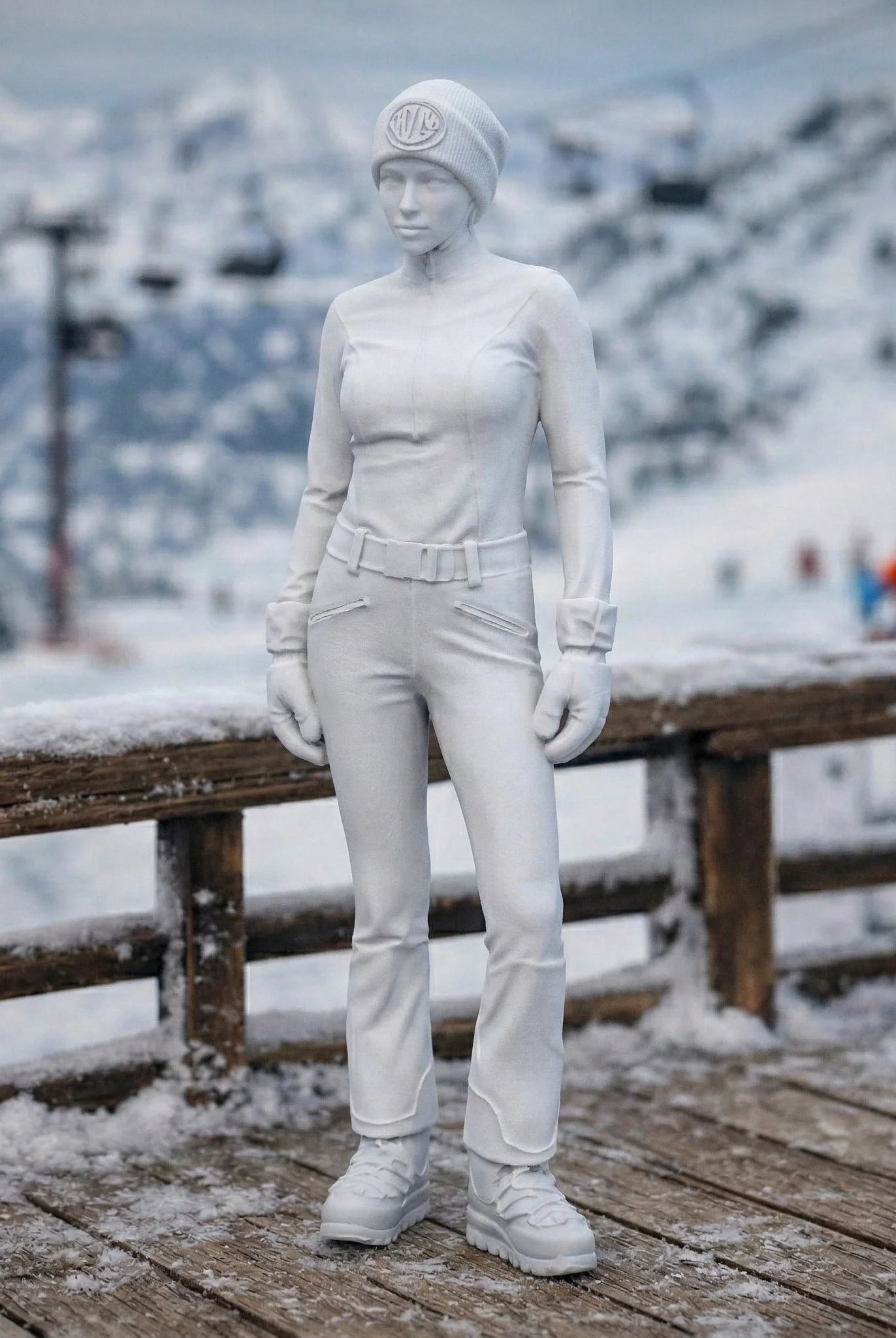 Professional Skier in Belted One-Piece | Resin Figurine