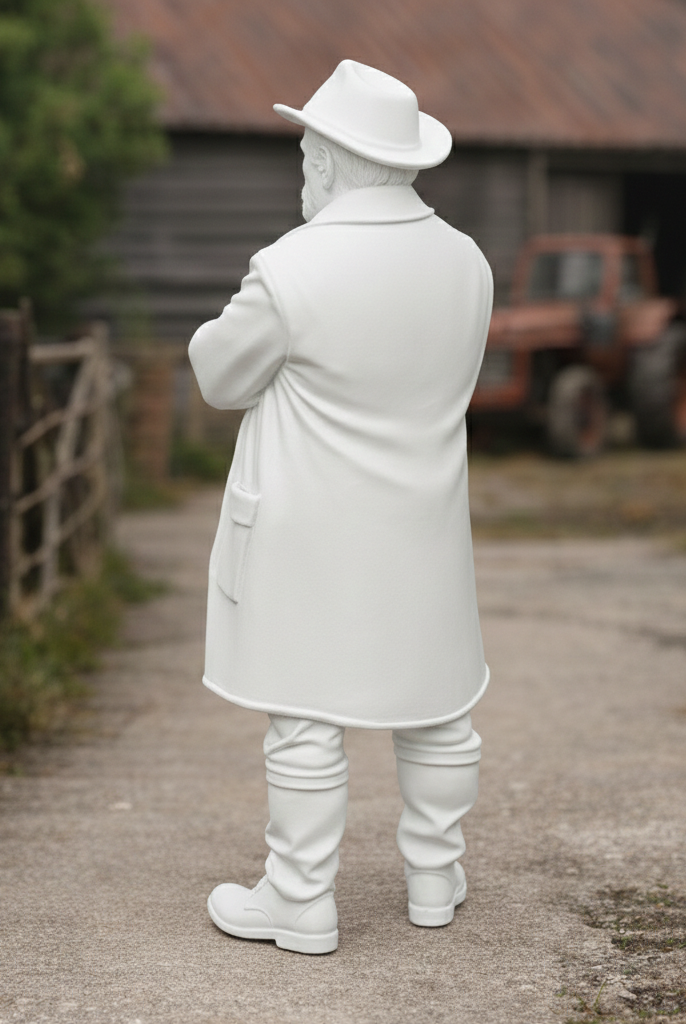 Heritage Farmhand in Waxed Duster & Akubra Hat | Scale Resin Farm Diorama Figurine