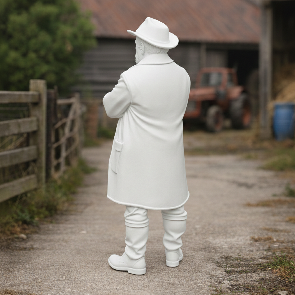 Heritage Farmhand in Waxed Duster & Akubra Hat | Scale Resin Farm Diorama Figurine