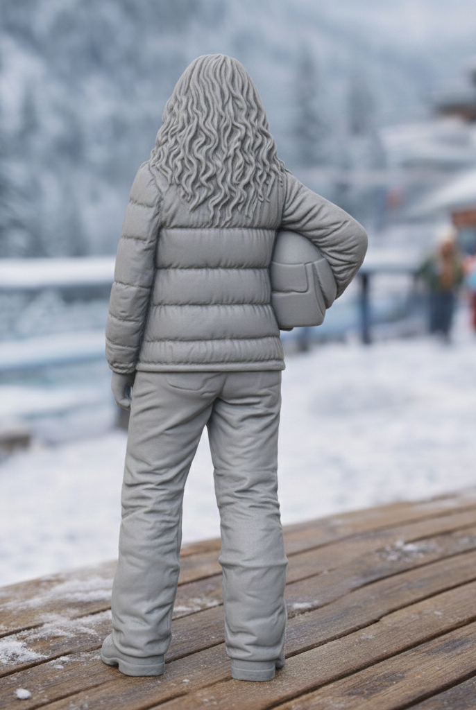 Professional Skier in Quilted Down Jacket | Resin Figurine