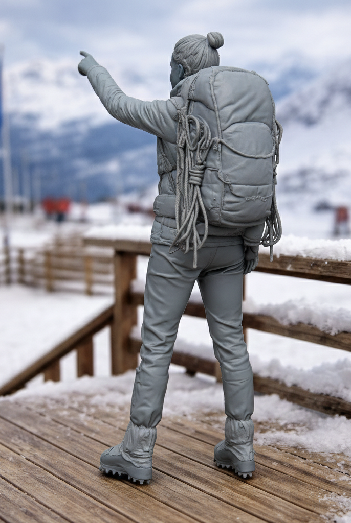 Elite Mountain Guide Pointing to Summit | Resin Figurine