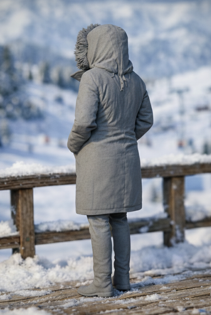 Winter Tourist in Faux-Fur Trimmed Parka | Resin Figurine
