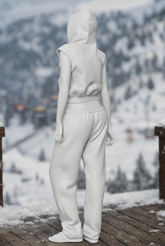 Relaxed Alpine Tourist in Cropped Hoodie & Sweatpants | Resin Figurine