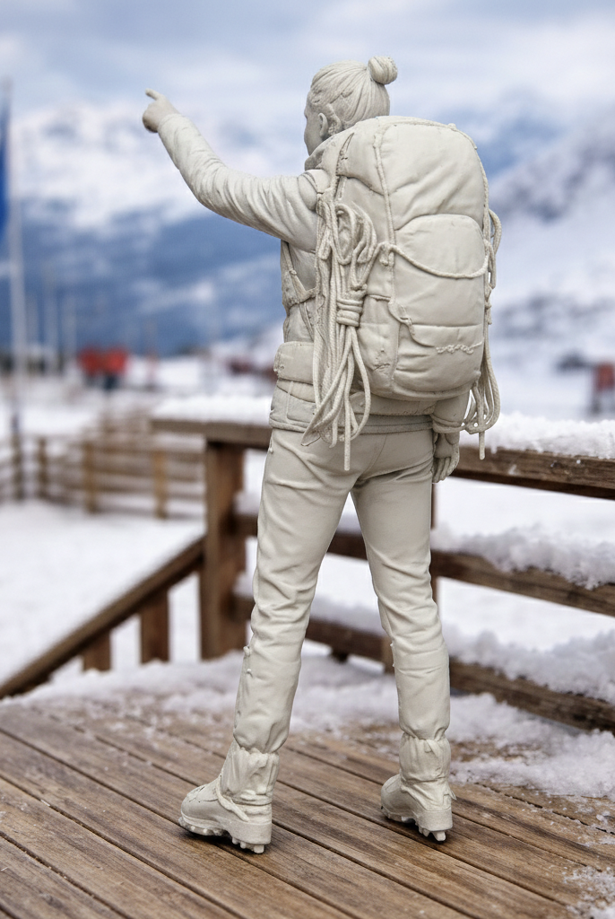 Elite Mountain Guide Pointing to Summit | Resin Figurine
