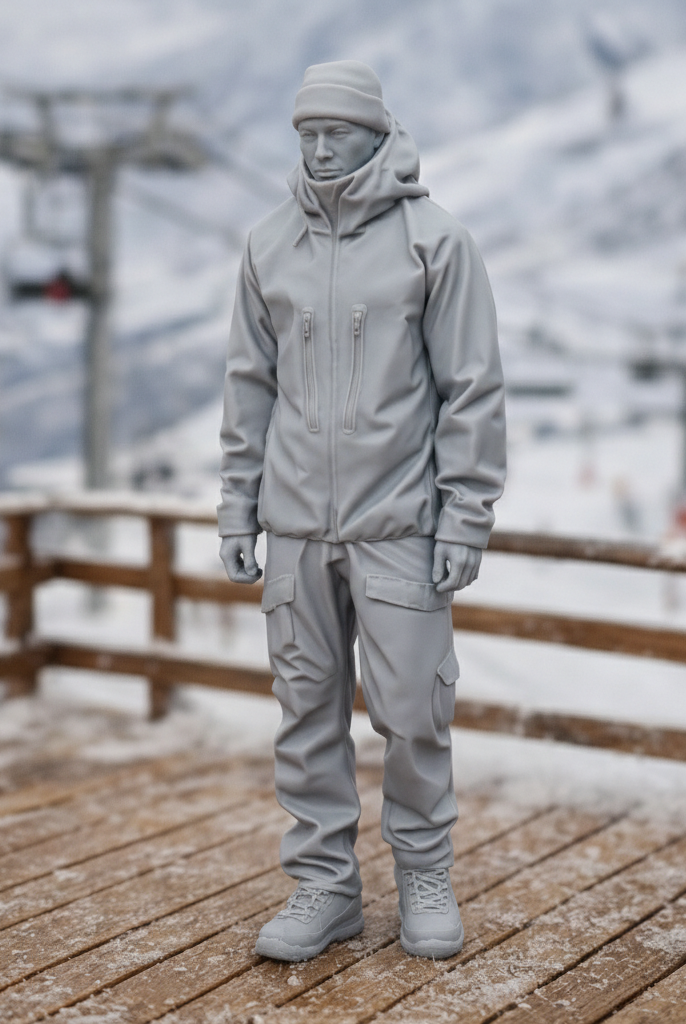 Alpine Hiker in Waterproof Shell & Cargo Pants | Resin Figurine