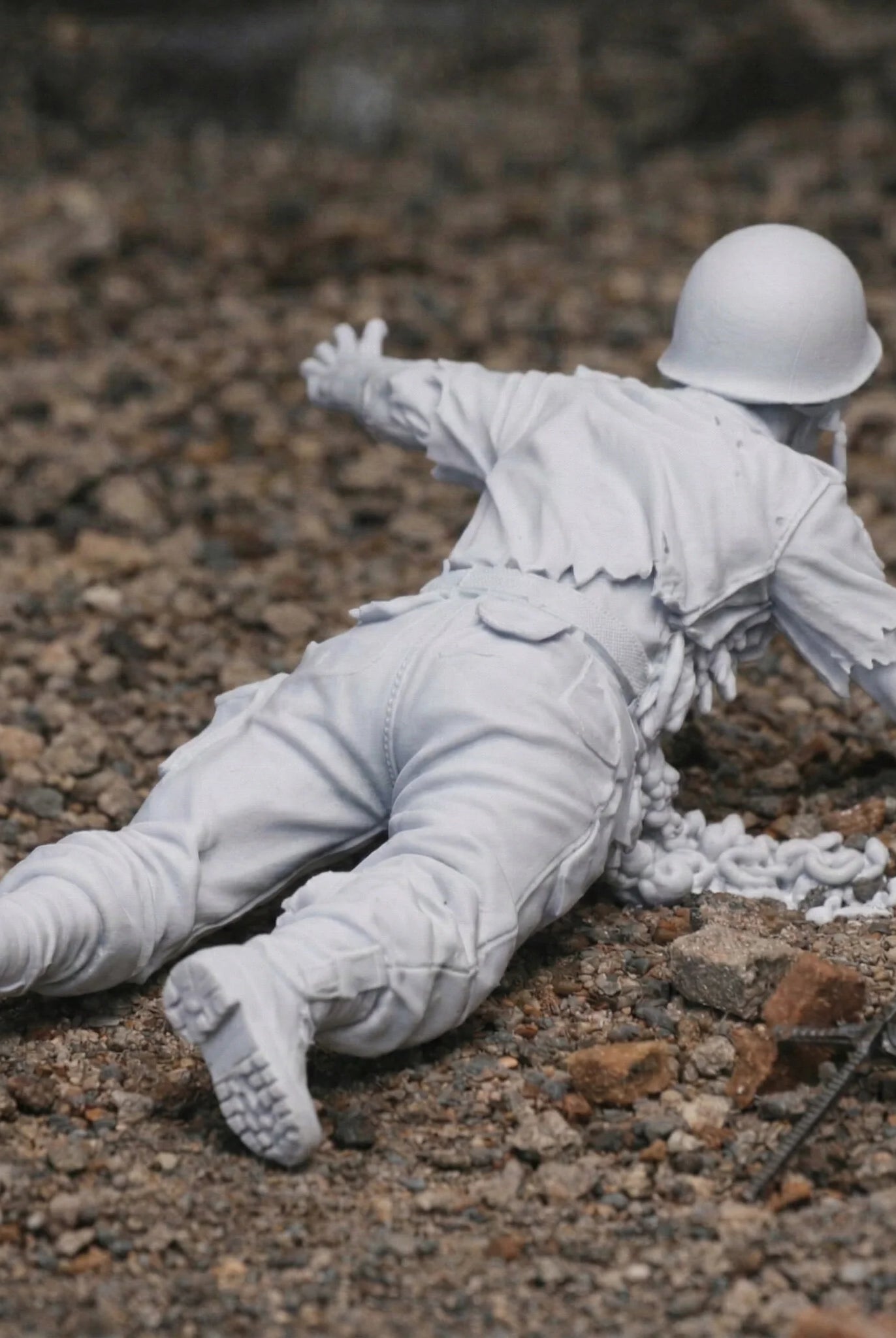Resin Injured Zombie Soldier Figurine | Scaled Resin Diorama Figurine