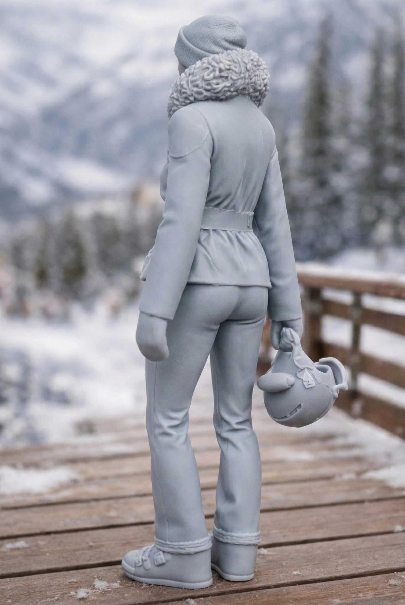 Professional Skier in Belted Two-Piece | Resin Figurine