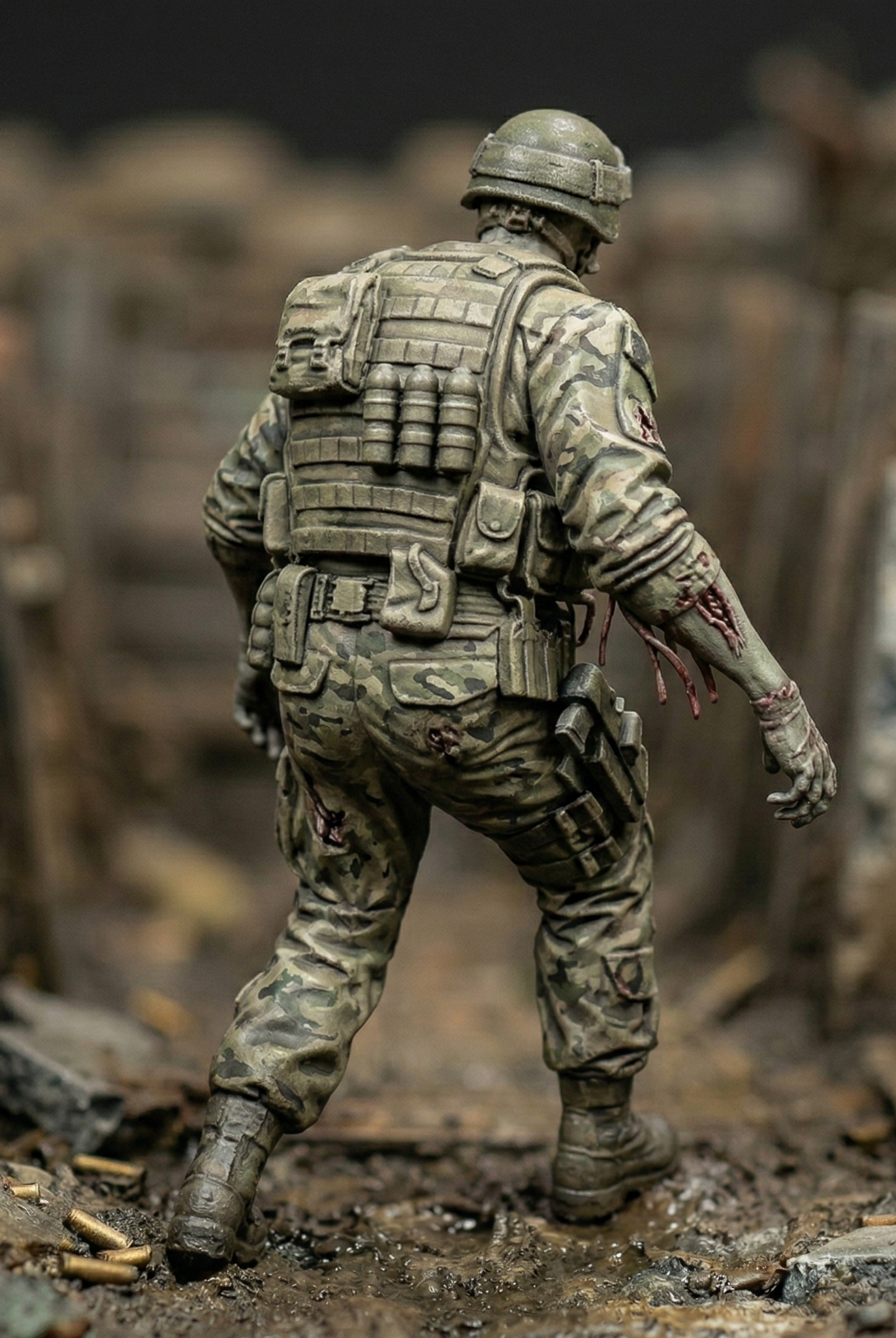 Resin Zombie Soldier Figurine | Scaled Resin Diorama Figurine
