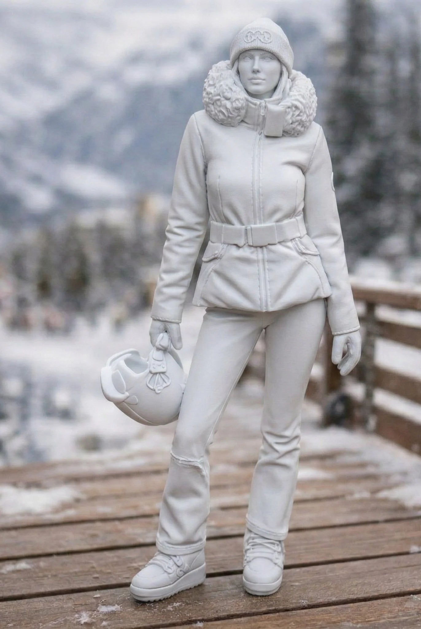 Professional Skier in Belted Two-Piece | Resin Figurine