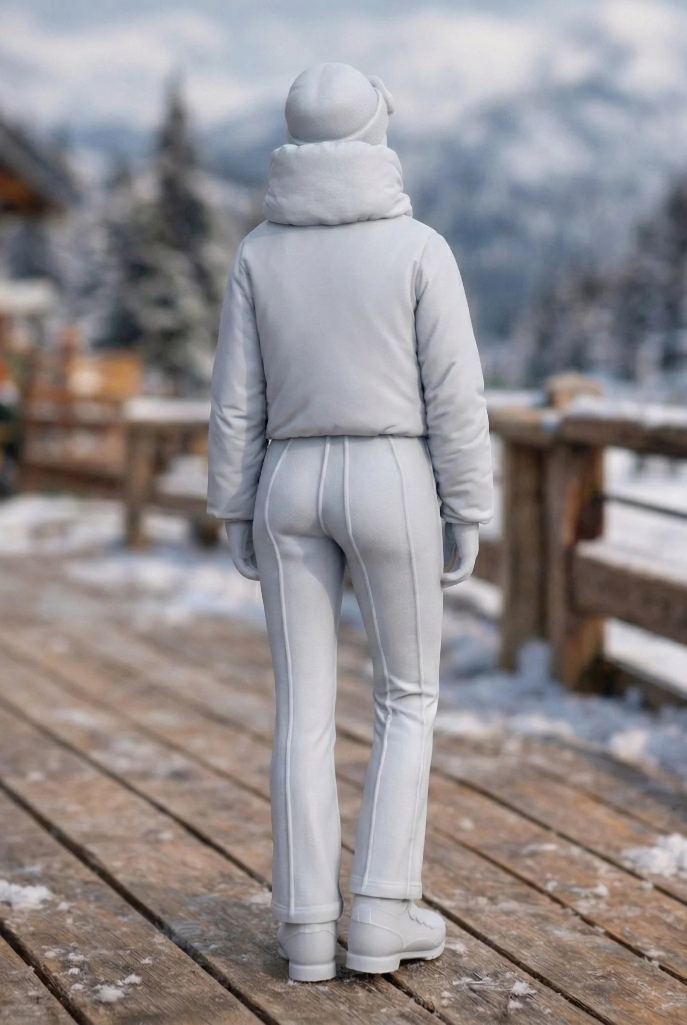 Professional Skier in Cropped Puffer | Resin Figurine
