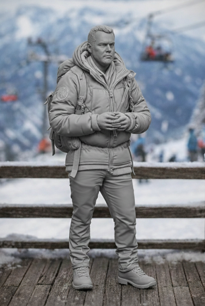 Rugged Mountain Ranger in Heavy Down Parka | Resin Figurine