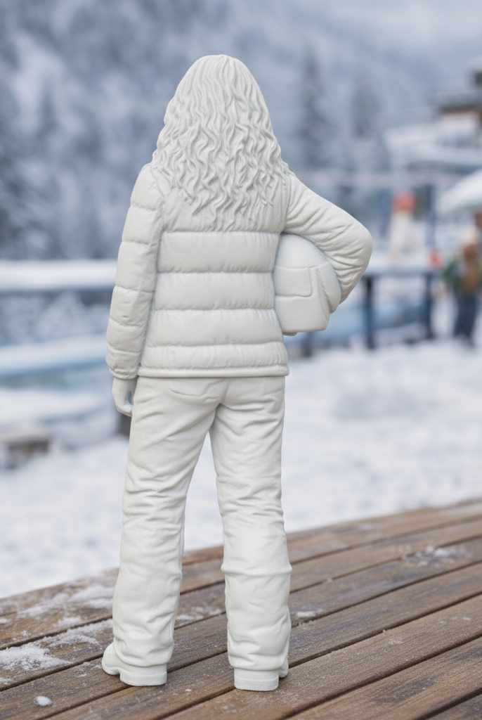 Professional Skier in Quilted Down Jacket | Resin Figurine