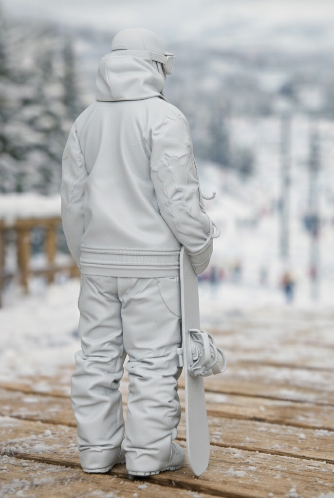 Freestyle Snowboarder in Oversized Tech-Wear | Resin Figurine