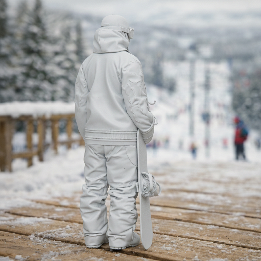 Freestyle Snowboarder in Oversized Tech-Wear | Resin Figurine